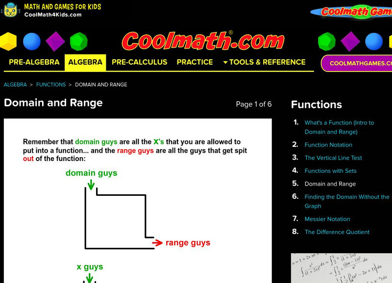 Coolmath: Functions Domain and Range Activity Coolmath: Functions Domain and Range Activity