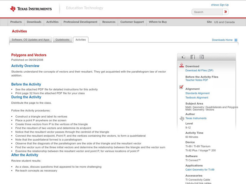 Texas Instruments: Polygons and Vectors Activity Texas Instruments: Polygons and Vectors Activity