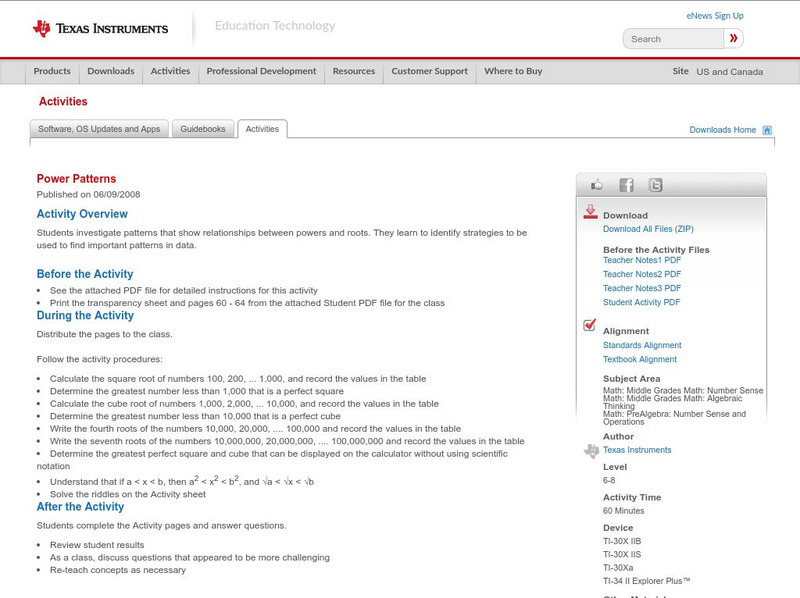 Texas Instruments: Power Patterns Activity