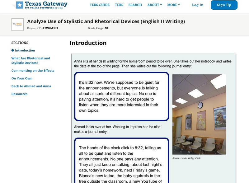 Texas Gateway: Analyze Use of Stylistic and Rhetorical Devices Unit Plan Texas Gateway: Analyze Use of Stylistic and Rhetorical Devices Unit Plan