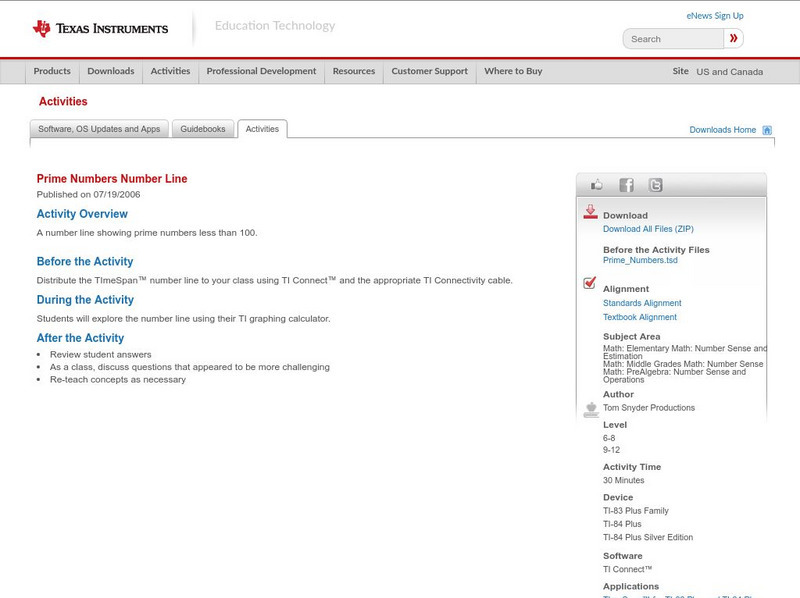Texas Instruments: Prime Numbers Time Line Activity Texas Instruments: Prime Numbers Time Line Activity