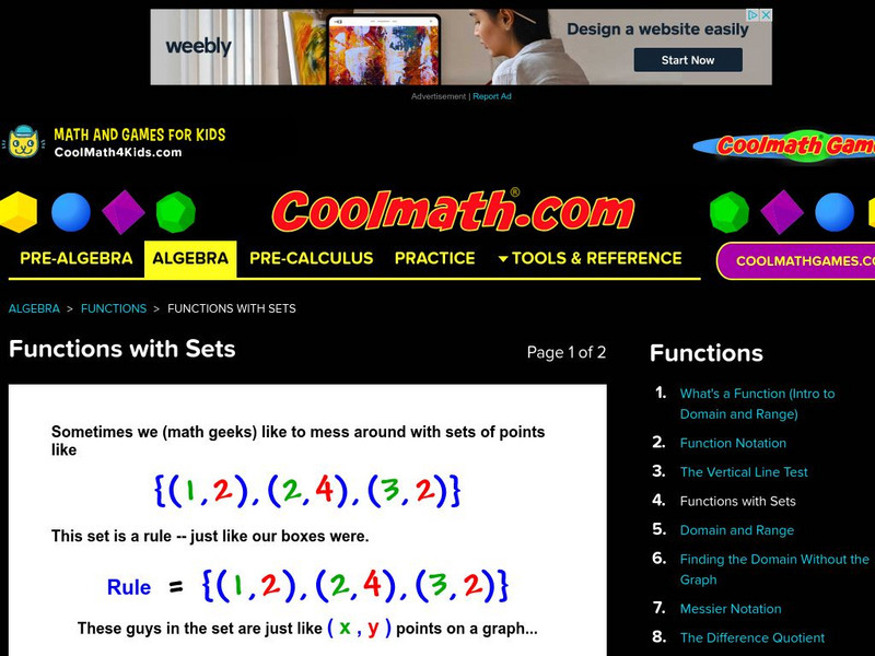Coolmath: Functions With Sets Activity Coolmath: Functions With Sets Activity