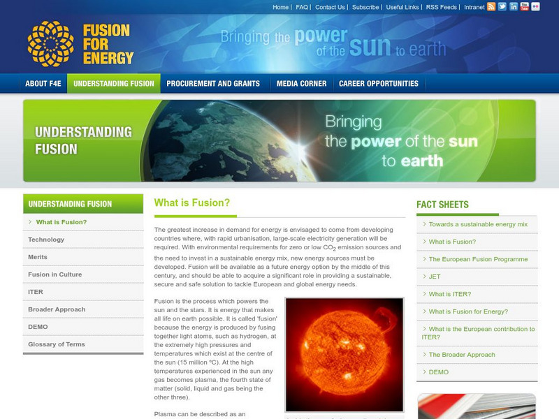 Fusion for Energy: What Is Fusion Article Fusion for Energy: What Is Fusion Article