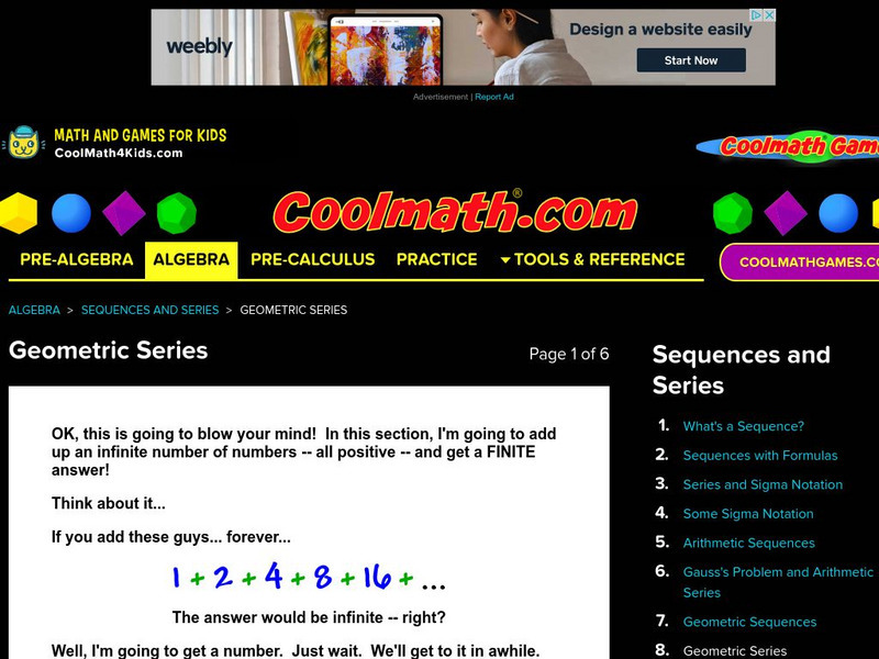 Coolmath: Geometric Series Activity Coolmath: Geometric Series Activity