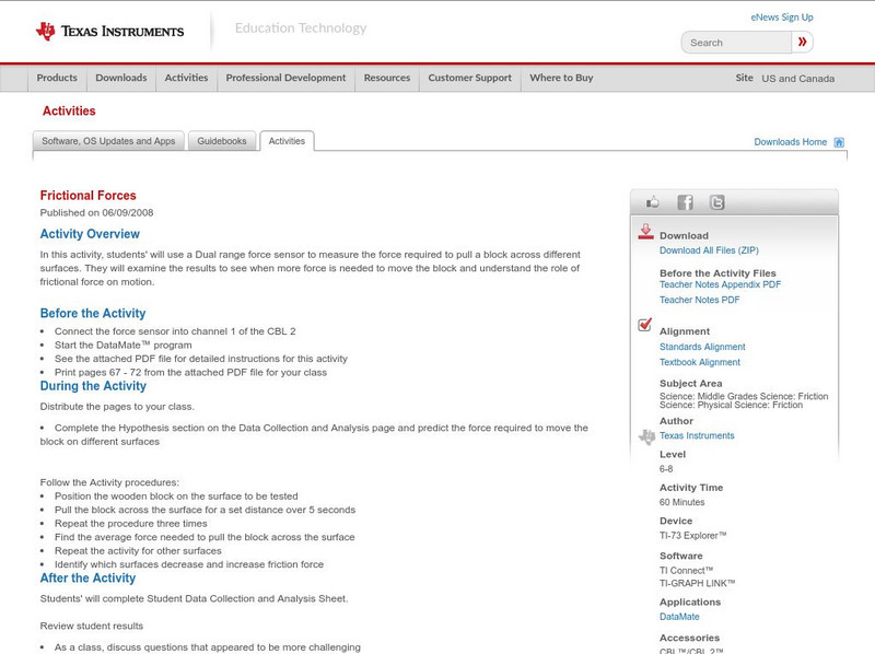 Texas Instruments: Frictional Forces Activity