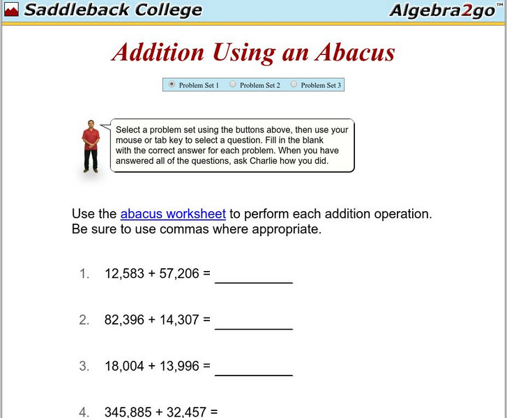 Algebra2go: Addition Using an Abacus Problem Sets Unit Plan Algebra2go: Addition Using an Abacus Problem Sets Unit Plan