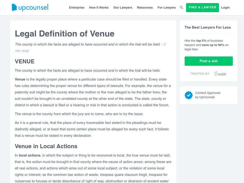 Lectric Law Library: Venue Activity Lectric Law Library: Venue Activity