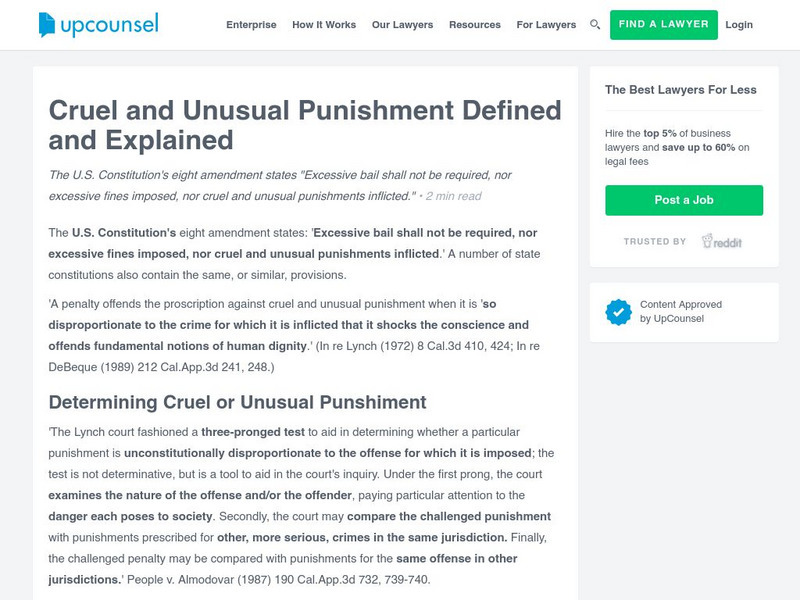 The 'Lectric Law Library: Cruel and Unusual Punishment Activity The 'Lectric Law Library: Cruel and Unusual Punishment Activity