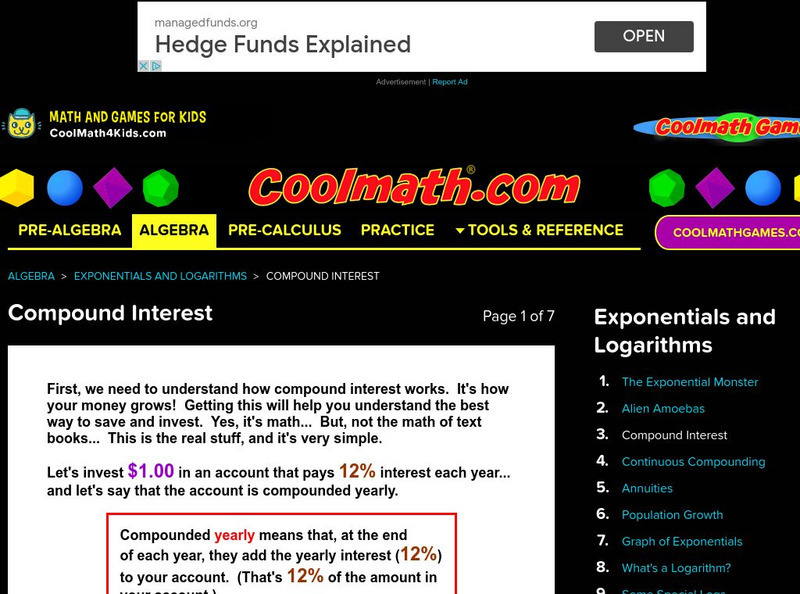 Coolmath: Compound Interest Activity Coolmath: Compound Interest Activity