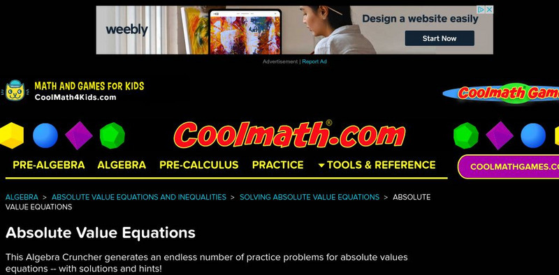 Coolmath: Absolute Value Equations Activity Coolmath: Absolute Value Equations Activity