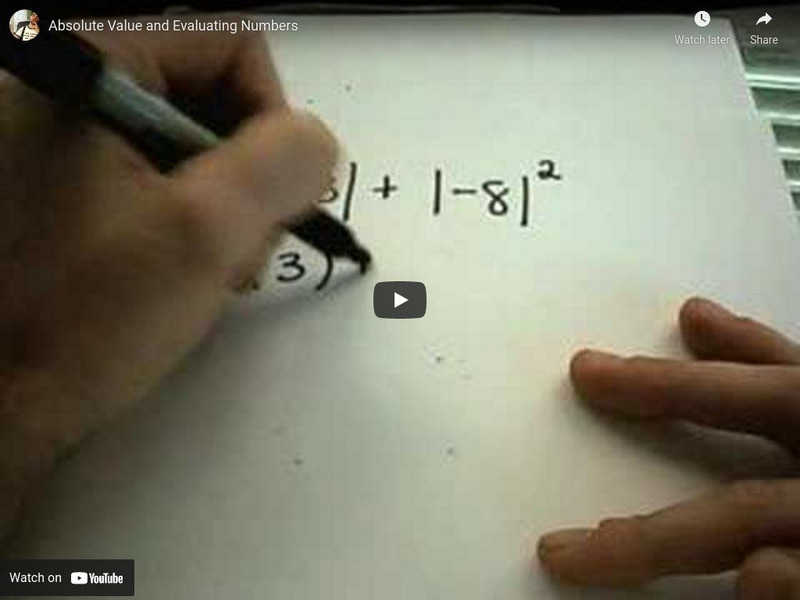 Patrick Jmt: Absolute Value: Evaluating Numbers Instructional Video