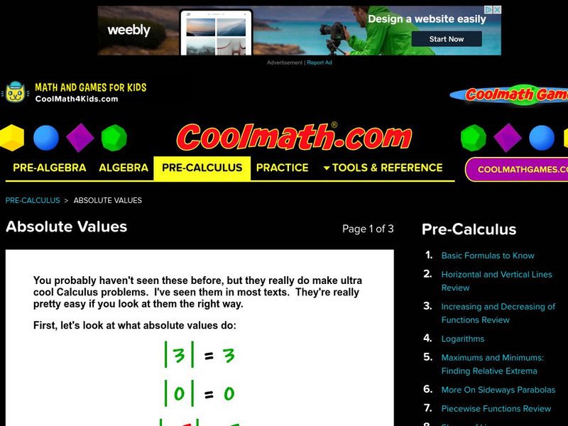 Coolmath: Absolute Values Activity