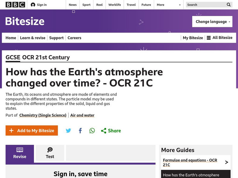 Bbc: Gcse Bitesize: How Has the Earth's Atmosphere Changed Over Time? Ocr 21 C Unit Plan Bbc: Gcse Bitesize: How Has the Earth's Atmosphere Changed Over Time? Ocr 21 C Unit Plan