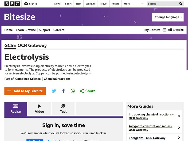 Bbc: Gcse Bitesize: Electrolysis Unit Plan Bbc: Gcse Bitesize: Electrolysis Unit Plan