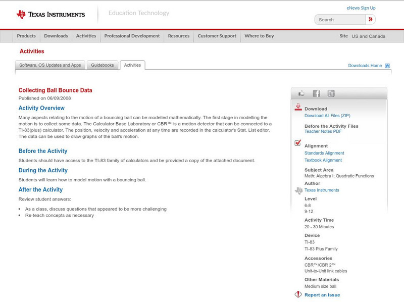 Texas Instruments: Collecting Ball Bounce Data Activity Texas Instruments: Collecting Ball Bounce Data Activity