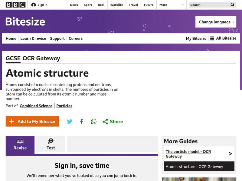 Bbc: Gcse Bitesize: Atomic Structure Unit Plan Bbc: Gcse Bitesize: Atomic Structure Unit Plan