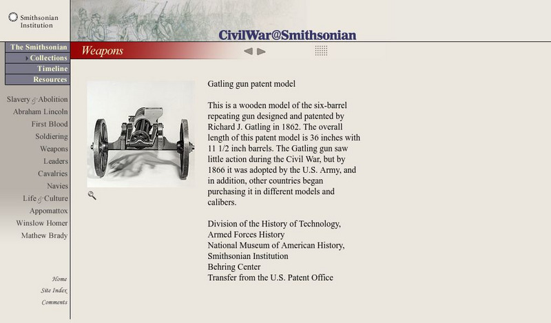 Civil War@smithsonian: Gatling Gun Patent Model Graphic Civil War@smithsonian: Gatling Gun Patent Model Graphic