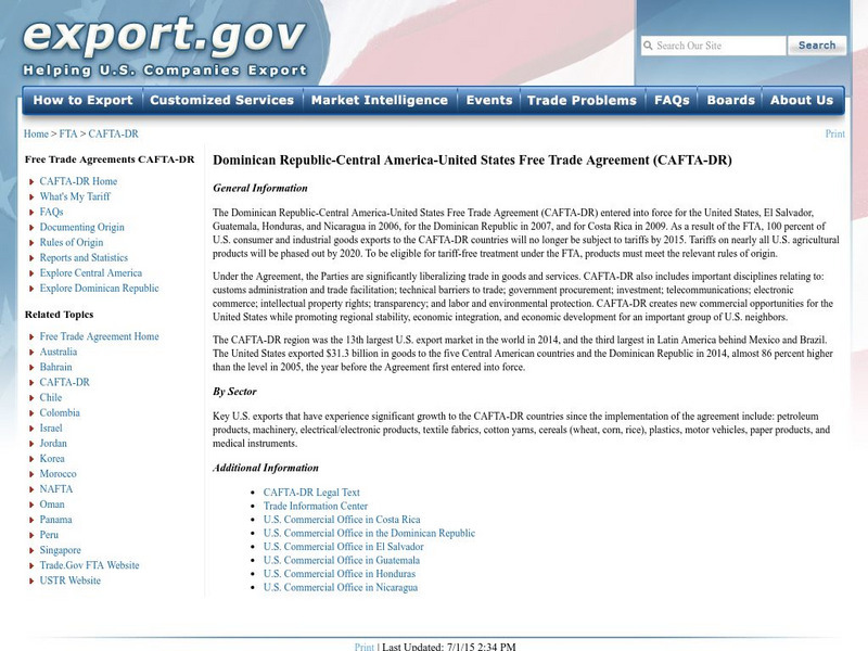 U.s. Dept. Of Commerce: Central American Dominican Republic Free Trade Agreement Website U.s. Dept. Of Commerce: Central American Dominican Republic Free Trade Agreement Website