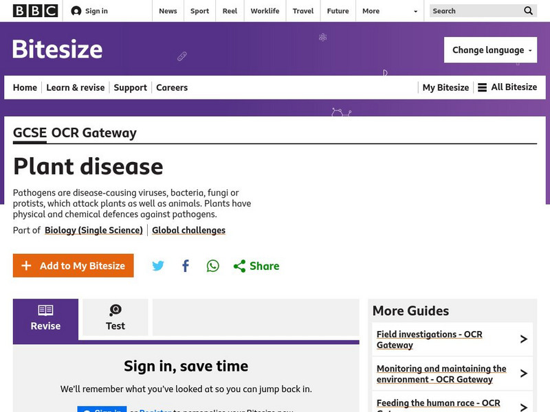 Bbc: Gcse Bitesize: Plant Disease Unit Plan Bbc: Gcse Bitesize: Plant Disease Unit Plan