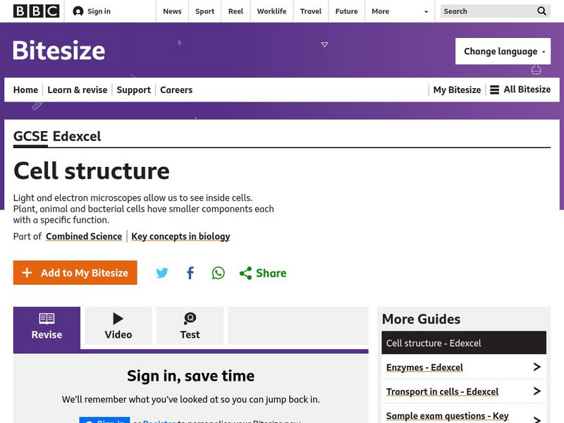 Bbc: Gcse Bitesize: Cell Structure Unit Plan Bbc: Gcse Bitesize: Cell Structure Unit Plan