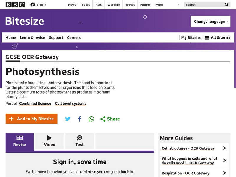 Bbc: Gcse Bitesize: Photosynthesis Unit Plan Bbc: Gcse Bitesize: Photosynthesis Unit Plan