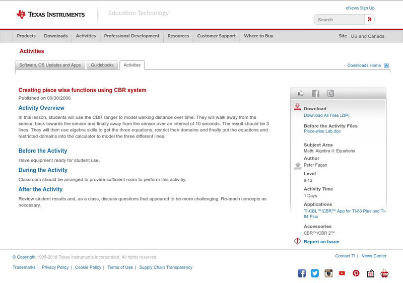 Texas Instruments: Creating Piece Wise Functions Using Cbr System Activity Texas Instruments: Creating Piece Wise Functions Using Cbr System Activity