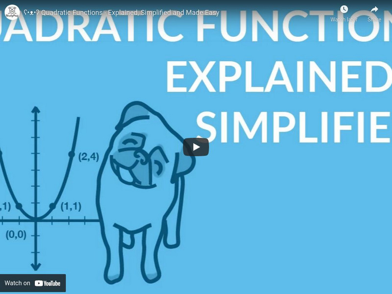 Study Pug: Quadratic Functions Explained, Simplified and Made Easy Instructional Video
