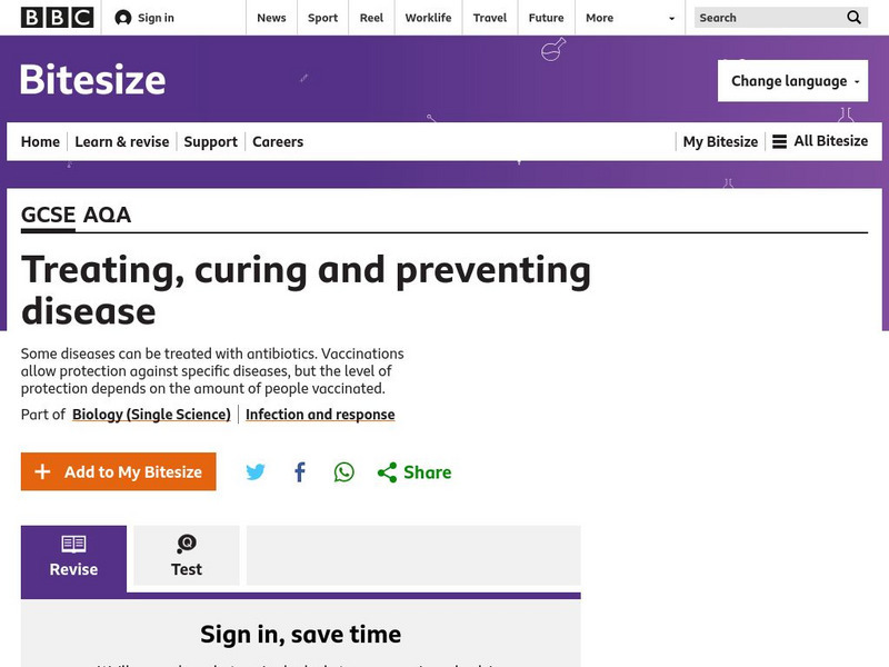 Bbc: Gcse Bitesize: Treating, Curing and Preventing Disease Unit Plan Bbc: Gcse Bitesize: Treating, Curing and Preventing Disease Unit Plan