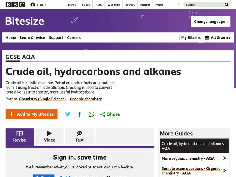 Bbc: Gcse Bitesize: Crude Oil, Hydrocarbons and Alkanes Unit Plan