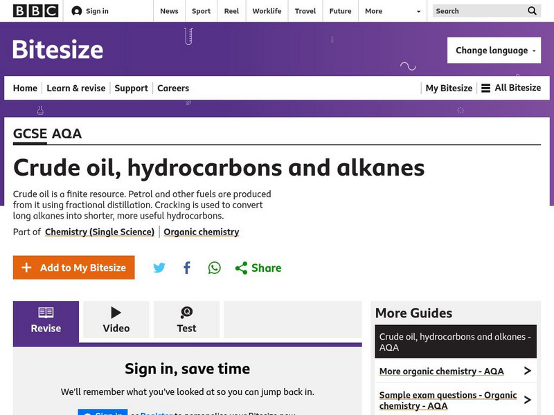 Bbc: Gcse Bitesize: Crude Oil, Hydrocarbons and Alkanes Unit Plan Bbc: Gcse Bitesize: Crude Oil, Hydrocarbons and Alkanes Unit Plan