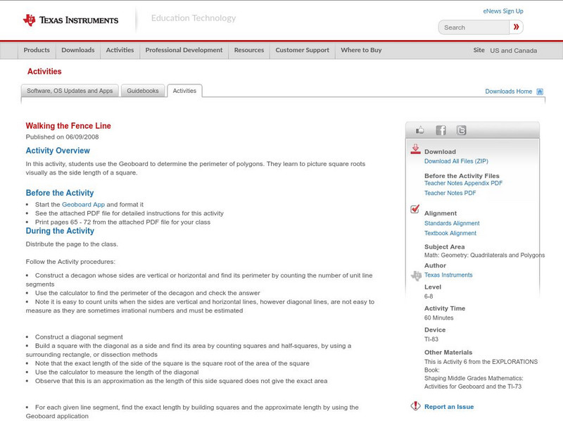 Texas Instruments: Walking the Fence Line Activity