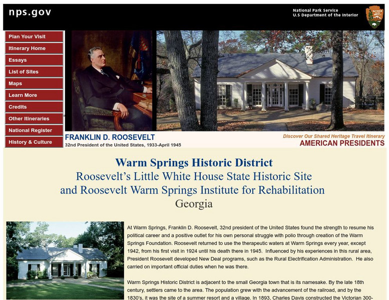 National Park Service: Roosevelt's Little White House at Warm Springs Website National Park Service: Roosevelt's Little White House at Warm Springs Website