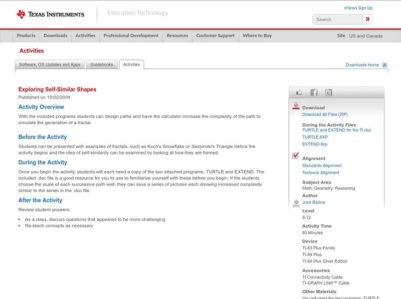 Texas Instruments: Exploring Self Similar Shapes Activity Texas Instruments: Exploring Self Similar Shapes Activity