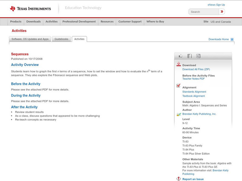 Texas Instruments: Sequences Activity Texas Instruments: Sequences Activity