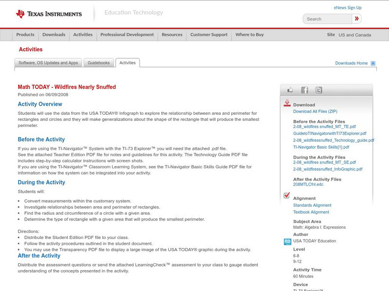 Texas Instruments: Math Today Wildfires Nearly Snuffed Activity Texas Instruments: Math Today Wildfires Nearly Snuffed Activity