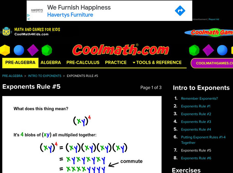 Coolmath: Exponents Rule #5 Activity Coolmath: Exponents Rule #5 Activity