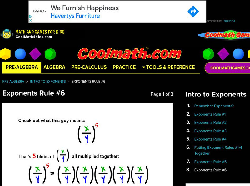 Coolmath: Exponents Rule #6 Activity Coolmath: Exponents Rule #6 Activity