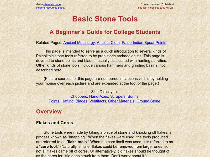 University of California, San Diego: Basic Stone Tools: Beginner's Guide Handout University of California, San Diego: Basic Stone Tools: Beginner's Guide Handout