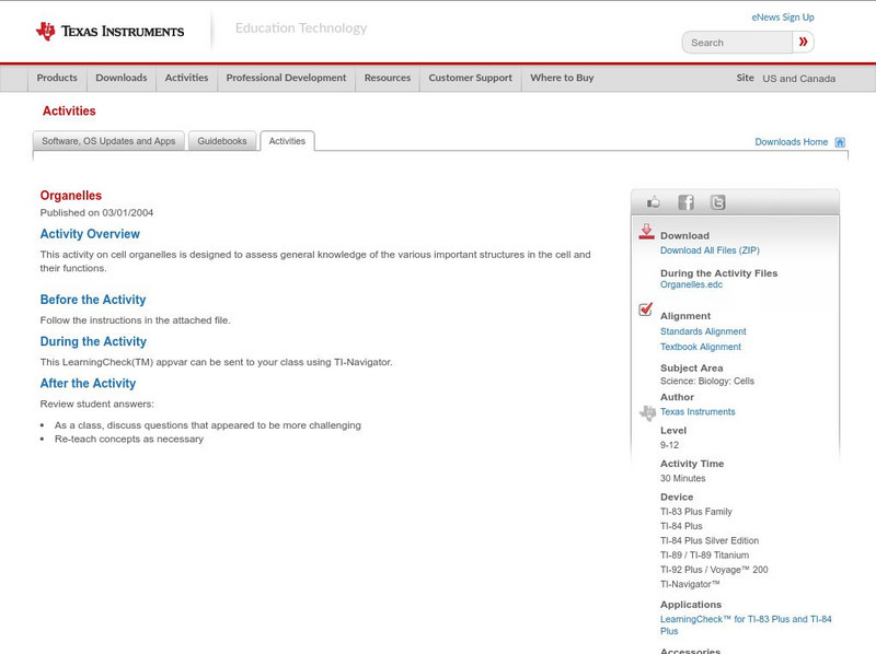Texas Instruments: Organelles Activity