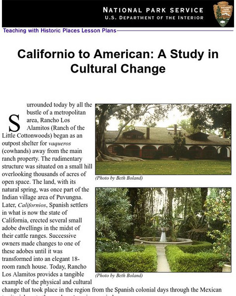 National Park Service: Californio to American: A Study in Cultural Change Lesson Plan National Park Service: Californio to American: A Study in Cultural Change Lesson Plan