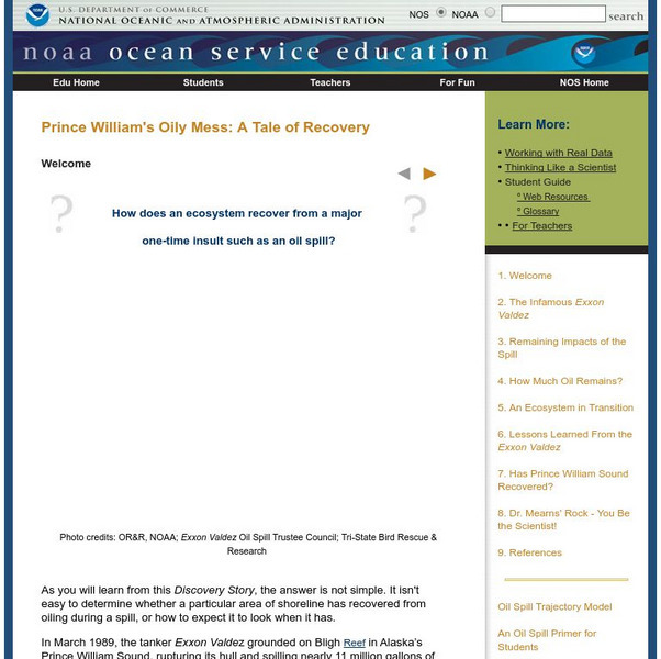 Noaa: Prince William's Oily Mess: A Tale of Recovery Unit Plan Noaa: Prince William's Oily Mess: A Tale of Recovery Unit Plan