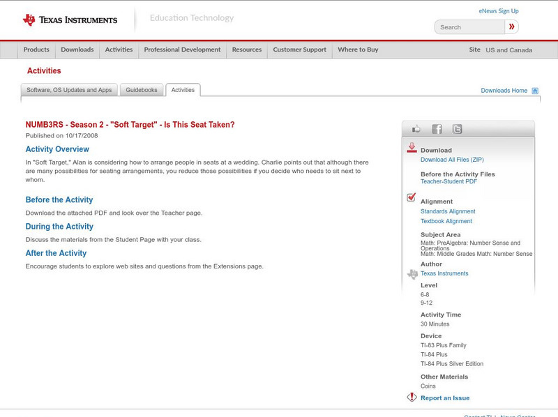 Texas Instruments: Numb3 Rs: Is This Seat Taken? Activity Texas Instruments: Numb3 Rs: Is This Seat Taken? Activity
