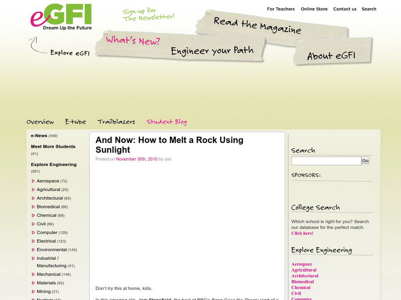 E Gfi: And Now: How to Melt a Rock Using Sunlight Instructional Video E Gfi: And Now: How to Melt a Rock Using Sunlight Instructional Video
