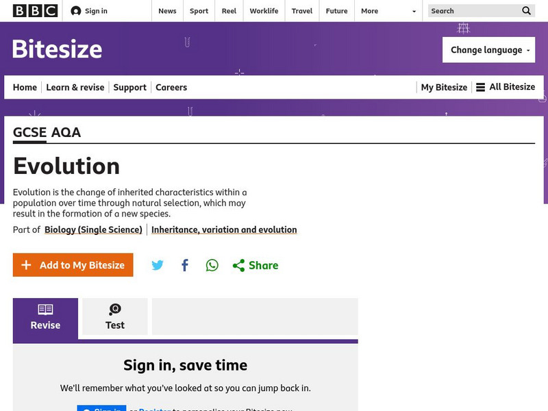 Bbc: Gcse Bitesize: Evolution Unit Plan Bbc: Gcse Bitesize: Evolution Unit Plan