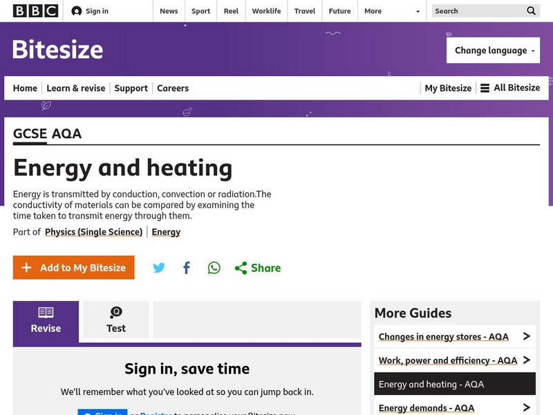 Bbc: Gcse Bitesize: Energy and Heating Unit Plan Bbc: Gcse Bitesize: Energy and Heating Unit Plan