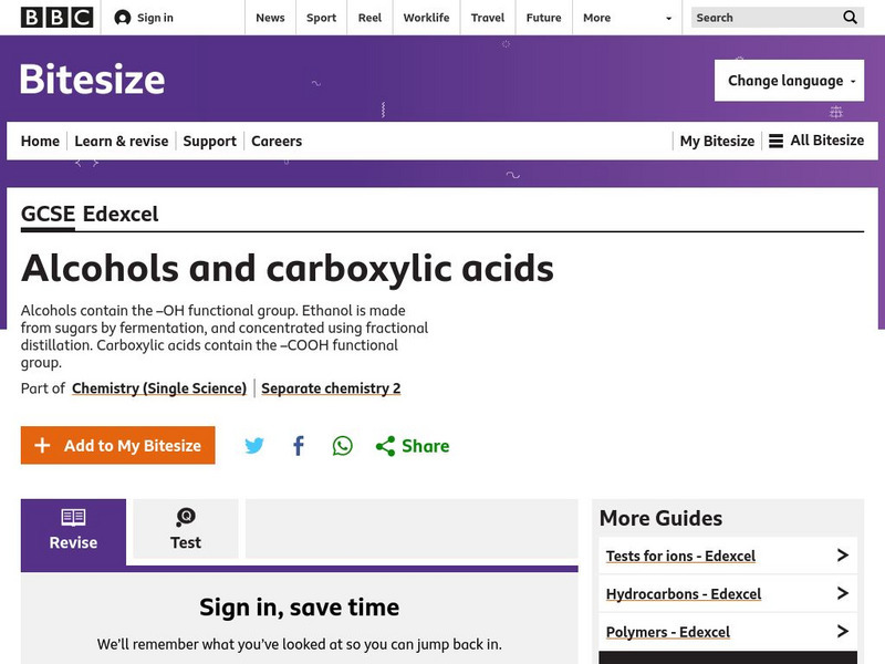 Bbc: Gcse Bitesize: Alcohols and Carboxylic Acids Unit Plan Bbc: Gcse Bitesize: Alcohols and Carboxylic Acids Unit Plan