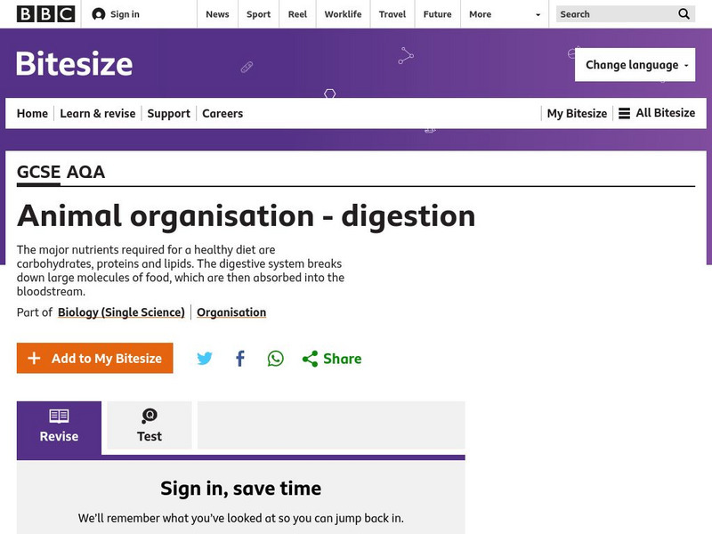 Bbc: Gcse Bitesize: Animal Organization Digestion Unit Plan Bbc: Gcse Bitesize: Animal Organization Digestion Unit Plan