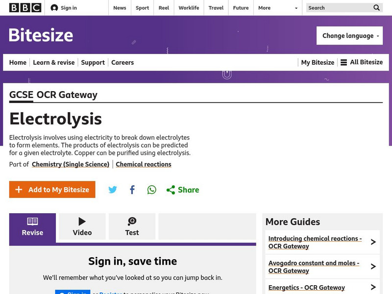 Bbc: Gcse Bitesize: Electrolysis Unit Plan Bbc: Gcse Bitesize: Electrolysis Unit Plan