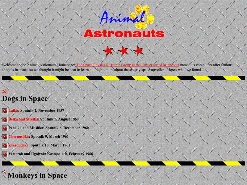 University of Minnesota: Animal Astronauts Website University of Minnesota: Animal Astronauts Website