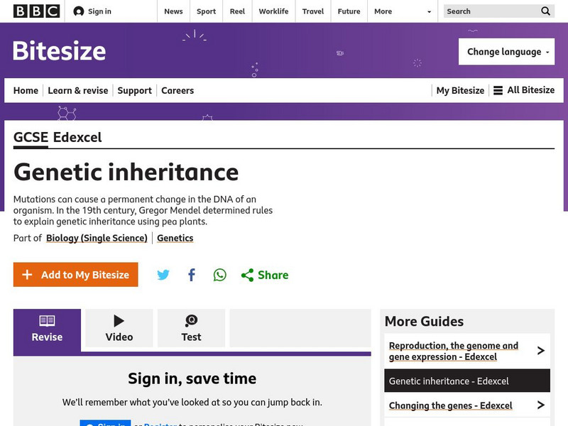 Bbc: Gcse Bitesize: Genetic Inheritance Unit Plan